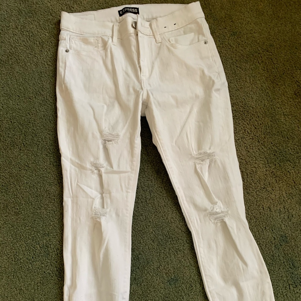 Express white destroyed jeans